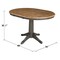 International Concepts Round 36 in Rd top ped table, 12 in leaf, 30.1 inh, dining Height, Hickory/Washed Coal, 36 W, 48 L K45-36RXT-27B - alternate 8